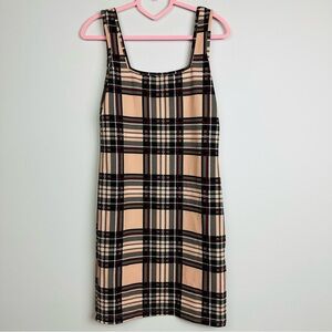 SHEIN Double Square Neck Plaid Bodycon Dress Size XL